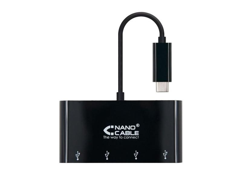 Hub USB Tipo-C Nanocable 10.16.4401-BK / 4xUSB