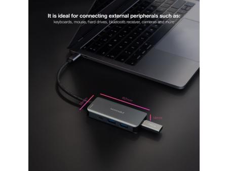 Hub USB 3.2 Gen1 Nanocable 10.16.1005/ 3xUSB/ 1xUSB Tipo-C/ 1xUSB Tipo-C PD