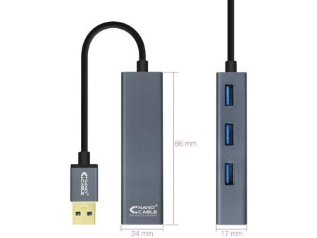 Hub USB 3.0 Nanocable 10.16.4402/ 4xUSB/ Gris