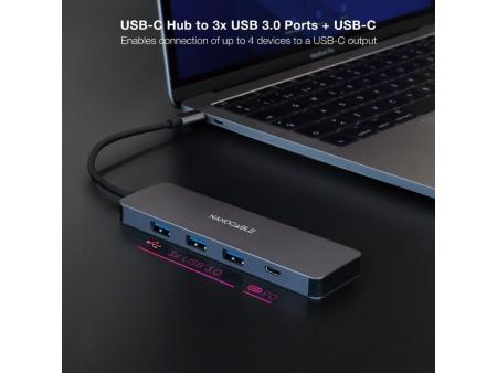 Hub USB Tipo-C Nanocable 10.16.4409/ 3xUSB/ 1xUSB Tipo-C/ Gris