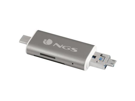 Lector de Tarjetas Externo NGS ALLY READER/ USB 2.0/ USB Tipo-C / Micro USB