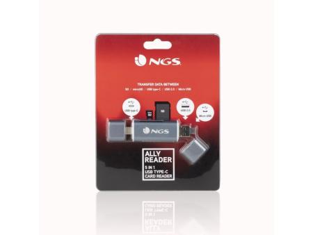 Lector de Tarjetas Externo NGS ALLY READER/ USB 2.0/ USB Tipo-C / Micro USB