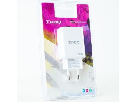 Cargador Gan de Pared TooQ TQWC-GANQCPD45WT/ 1xUSB Tipo-C/ 1xUSB/ 45W