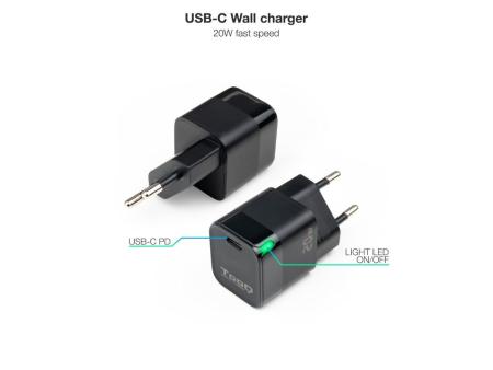 Cargador de Pared TooQ TQWC-PD20/ 1xUSB Tipo-C/ 20W