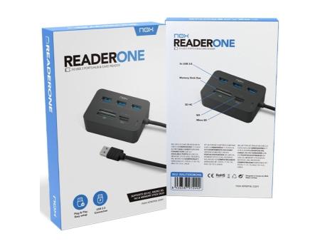 Hub USB 3.0 Nox Reader One/ 3xUSB/ 1x Lector de Tarjetas