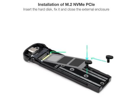 Caja Externa para Disco SSD M.2 NVMe TooQ TQE-2201B/ USB 3.1 Gen2/ Sin tornillos