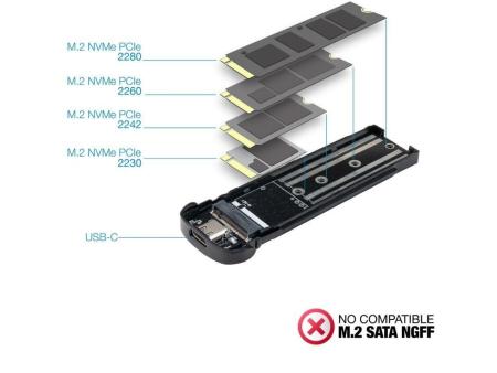 Caja Externa para Disco SSD M.2 NVMe TooQ TQE-2201B/ USB 3.1 Gen2/ Sin tornillos