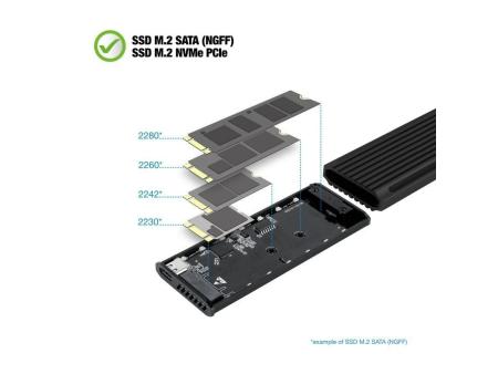 Caja Externa para Disco SSD M.2 NVMe TooQ TQE-2222B/ USB 3.1 Gen2/ Sin tornillos