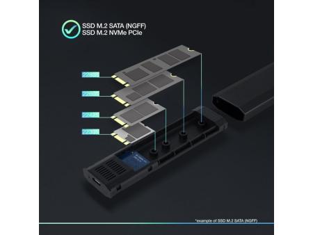 Caja Externa para Disco SSD M.2 NVMe TooQ TQE-2223B/ USB 3.2/ Sin tornillos