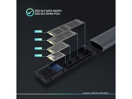 Caja Externa para Disco SSD M.2 NVMe TooQ TQE-2223G/ USB 3.2/ Sin tornillos