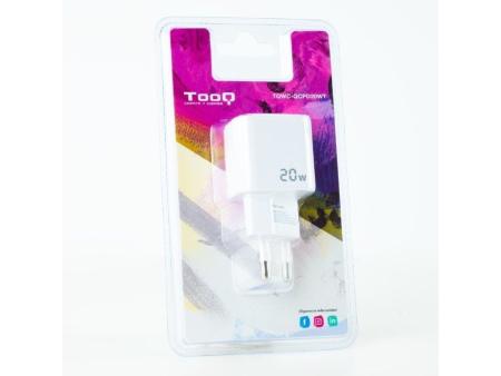 Cargador de Pared TooQ TQWC-QCPD20WT/ 1xUSB-Tipo C/ 1x USB/ 20W/ Blanco