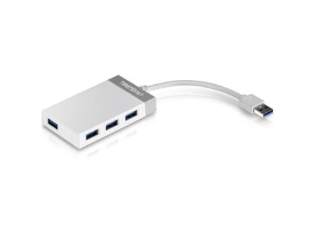 Hub USB 3.0 Trendnet TU3-H4E/ 4xUSB/ Blanco y Gris