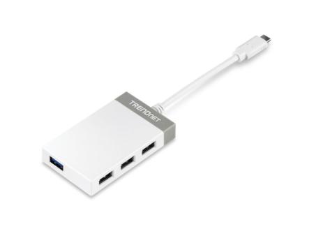 Hub USB Tipo-C Trendnet TUC-H4E/ 4xUSB/ Blanco y Gris