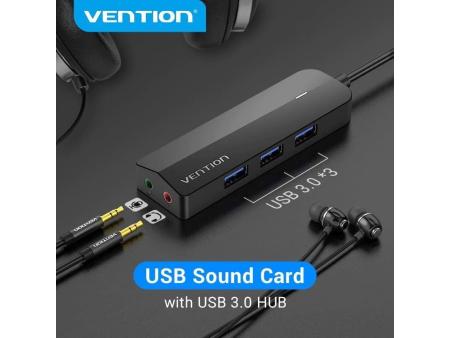 Hub USB 3.0 con Tarjeta de Sonido Vention CHIBB/ 3xUSB/ 1xMicroUSB PD