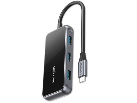 Hub USB Tipo-C Vention TFDHB/ 4xUSB/ 1xUSB Tipo-C PD/ Gris