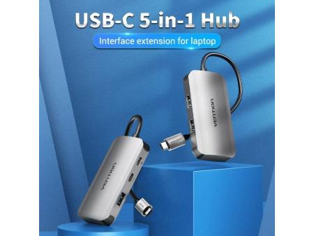 Hub USB Tipo-C Vention TNDHB/ 3xUSB/ 1xUSB Tipo-C/ 1xUSB Tipo-C PD