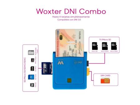 Lector de DNI y Tarjetas Woxter Combo PE26-146/ Azul/ USB 2.0