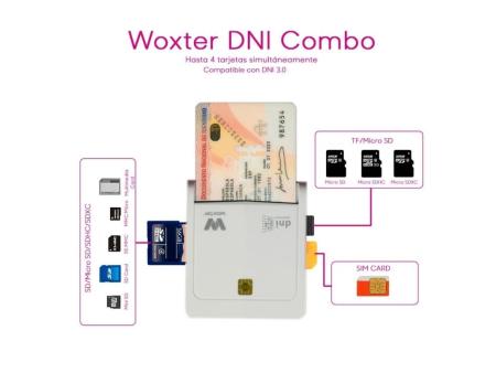 Lector de DNI y Tarjetas Woxter PE26-147/ Blanco/ USB 2.0