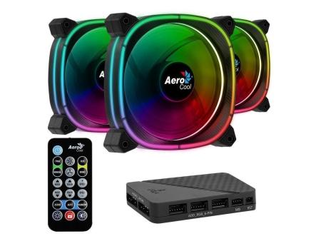 Pack 3 Ventiladores Aerocool Astro 12 Pro/ 12cm + H66F HUB + Mando a Distancia