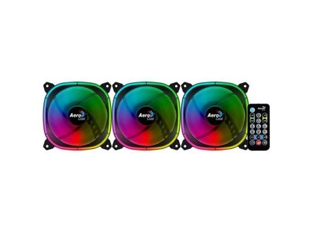 Pack 3 Ventiladores Aerocool Astro 12 Pro/ 12cm + H66F HUB + Mando a Distancia