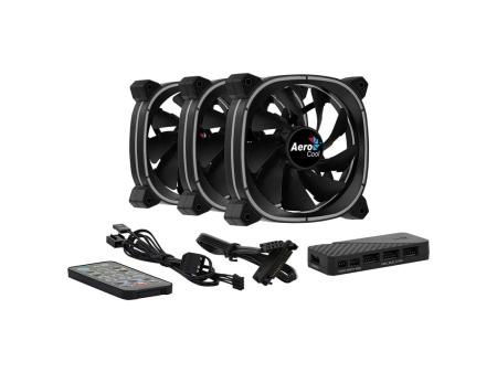 Pack 3 Ventiladores Aerocool Astro 12 Pro/ 12cm + H66F HUB + Mando a Distancia