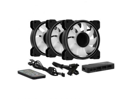 Pack 3 Ventiladores Aerocool Mirage 12 ARGB Pro/ 12cm + H66F HUB + Mando a Distancia