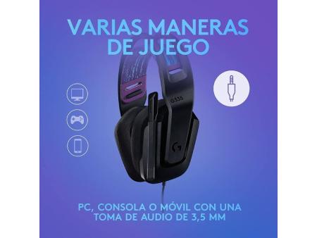 Auriculares Gaming con Micrófono Logitech G335/ Jack 3.5/ Negros