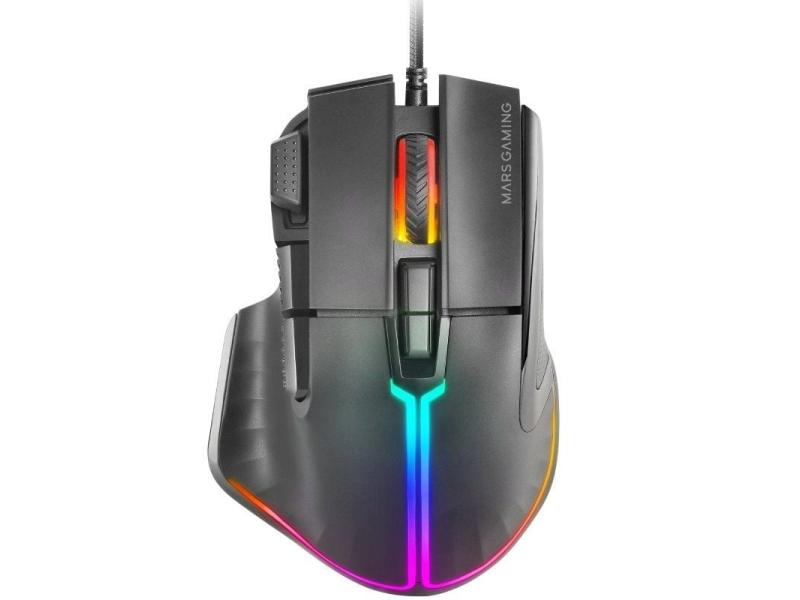 Ratón Gaming Mars Gaming MM-XT/ Hasta 12800DPI/ Negro