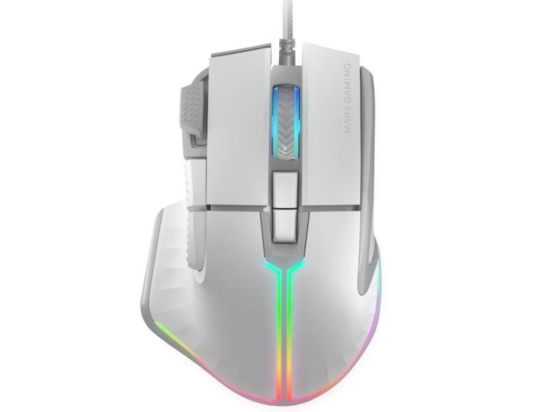 Ratón Gaming Mars Gaming MM-XT/ Hasta 12800DPI/ Blanco