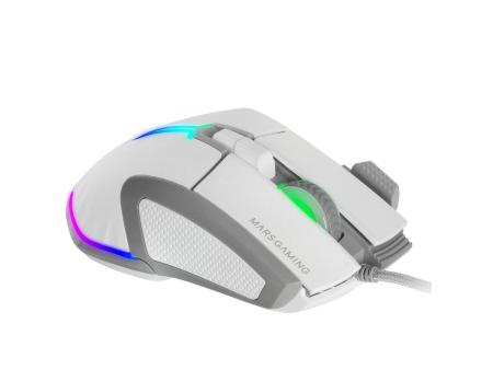 Ratón Gaming Mars Gaming MM-XT/ Hasta 12800DPI/ Blanco