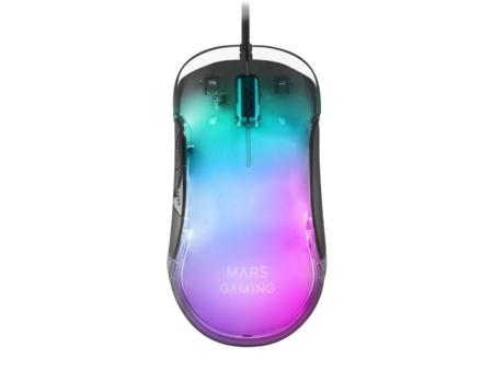 Ratón Gaming Mars Gaming MMGLOW/ Hasta 12800DPI/ Negro