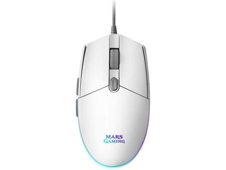 Ratón Gaming Mars Gaming MMGW/ Hasta 3200 DPI/ Blanco