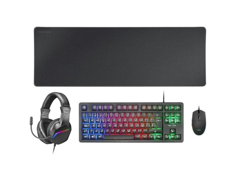 Pack Gaming Mars Gaming MCP-RGB3/ Teclado RGB + Ratón Óptico + Alfombrilla XXL + Auriculares