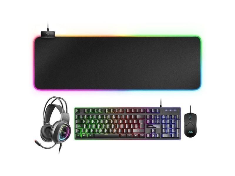 Pack Gaming Mars Gaming MCPEX/ Teclado H-MECH  + Ratón Óptico + Auriculares con Micrófono + Alfombrilla