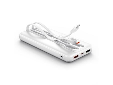 Powerbank 10000mAh Vention FHOW0/ 22.5W/ Blanca/ Incluye Cable USB TIpo-C y Lightning