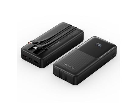 Powerbank 20000mAh Vention FHPB0/ 22.5W/ Negra/ Incluye Cable USB TIpo-C y Lightning