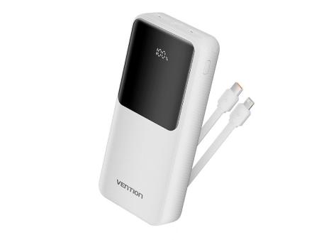 Powerbank 20000mAh Vention FHPW0/ 22.5W/ Blanca/ Incluye Cable USB TIpo-C y Lightning