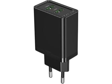 Cargador de Pared Vention FBAB0-EU/ 2xUSB/ 18W/ Negro