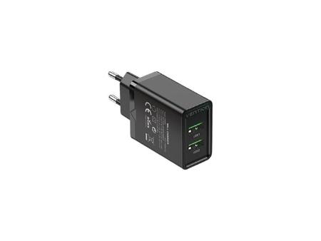 Cargador de Pared Vention FBAB0-EU/ 2xUSB/ 18W/ Negro