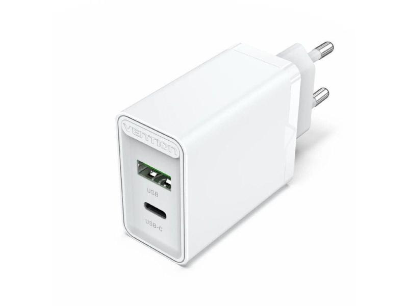 Cargador de Pared Vention FBBW0-EU/ 1xUSB Tipo-C/ 1x USB/ 20W