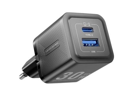 Cargador Gan de Pared Vention FEQB0-EU/ 1xUSB Tipo-C/ 1xUSB/ 30W