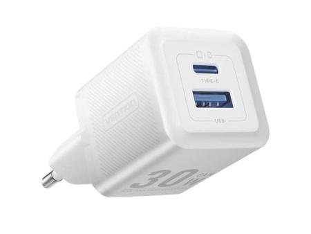 Cargador Gan de Pared Vention FEQW0-EU/ 1xUSB Tipo-C/ 1xUSB/ 30W