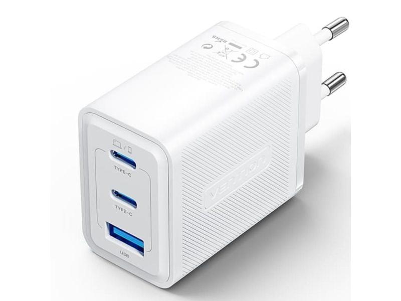 Cargador Gan de Pared Vention FERW0-EU/ 2xUSB Tipo-C/ 1xUSB/ 65W