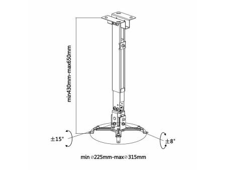 Soporte de Techo/ Pared para Proyector Aisens CWP01TSE-047/ Inclinable-Extensible/ hasta 20kg