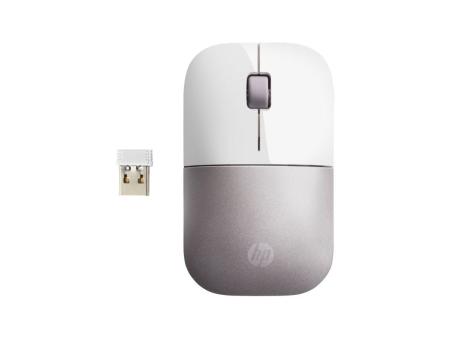 Ratón Inalámbrico HP Z3700/ Hasta 1200 DPI/ Blanco y Rosa