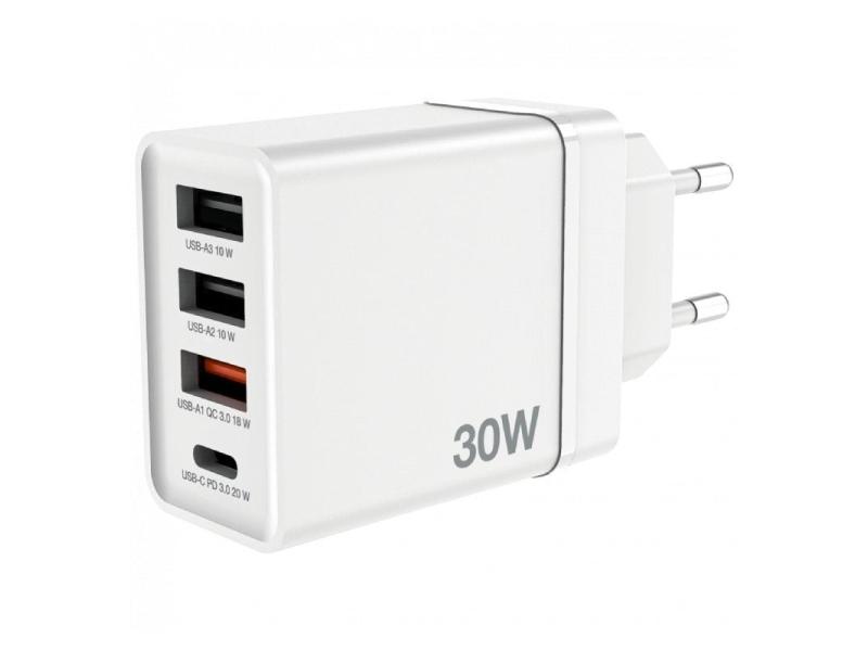 Cargador de Pared Verbatim CHR-30EU2/ 1xUSB Tipo-C/ 3xUSB/ 30W