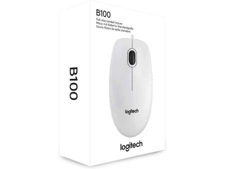 Ratón Logitech B100/ Hasta 800 DPI/ Blanco