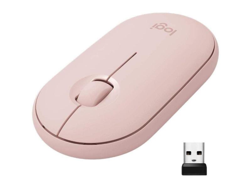 Ratón Inalámbrico por Bluetooth/ 2.4GHz Logitech Pebble M350/ Hasta 1000 DPI/ Rosa