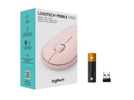 Ratón Inalámbrico por Bluetooth/ 2.4GHz Logitech Pebble M350/ Hasta 1000 DPI/ Rosa