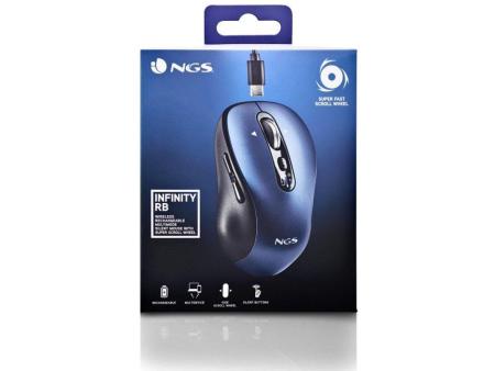 Ratón Inalámbrico por Bluetooth NGS Infinity-RB/ Batería recargable/ Hasta 3200 DPI/ Azul